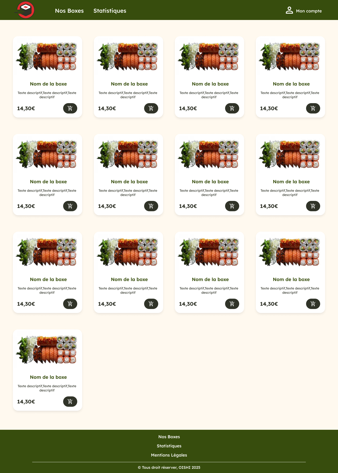 Maquette du projet Oishi